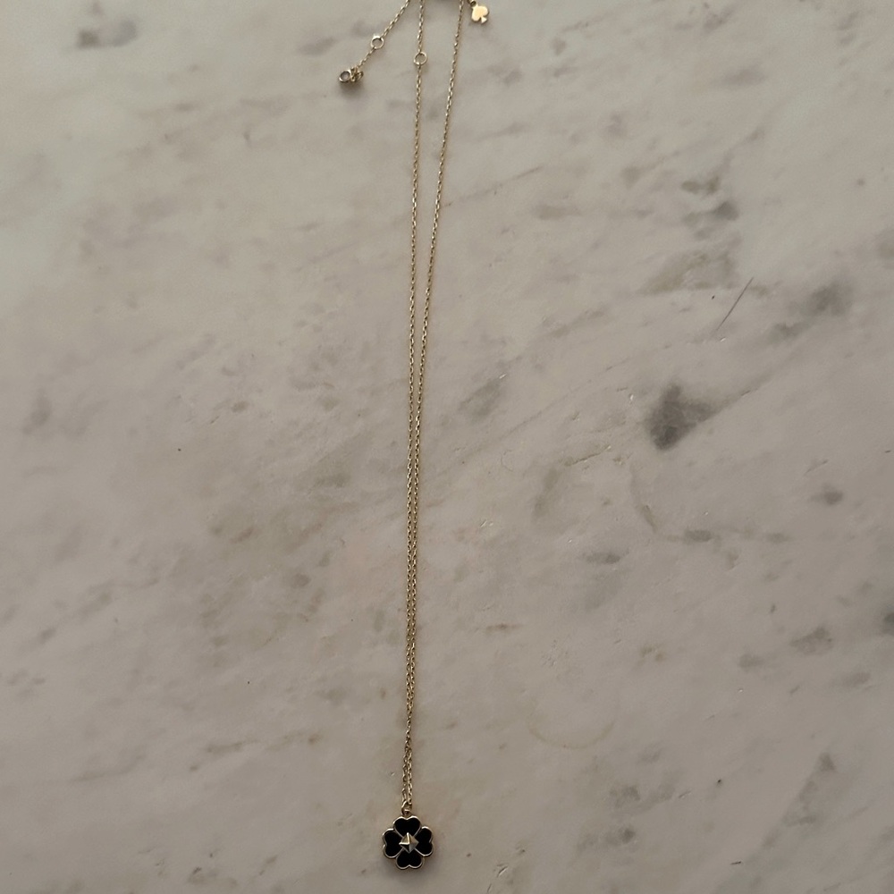 Kate Spade Gold Necklace with Black Flower Pendant